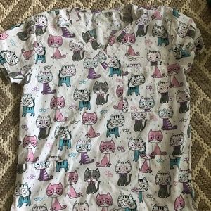 Cute Kittens with Glasses Scrub Top
